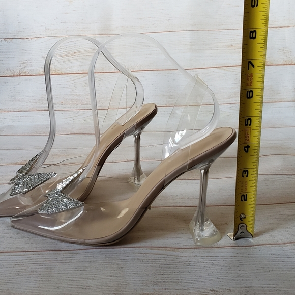 Tony Bianco Laos Clear Vinylite Translucent Jeweled Pointy Toe Heels Size 9 - Picture 12 of 16